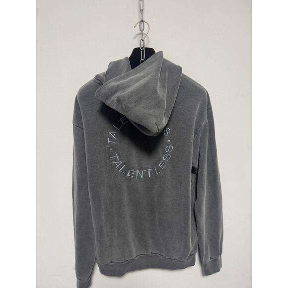 Talentless Hoodie Mens Large Gray Embroidered Logo Kangaroo Pocket Back Graphic - Picture 6 of 9